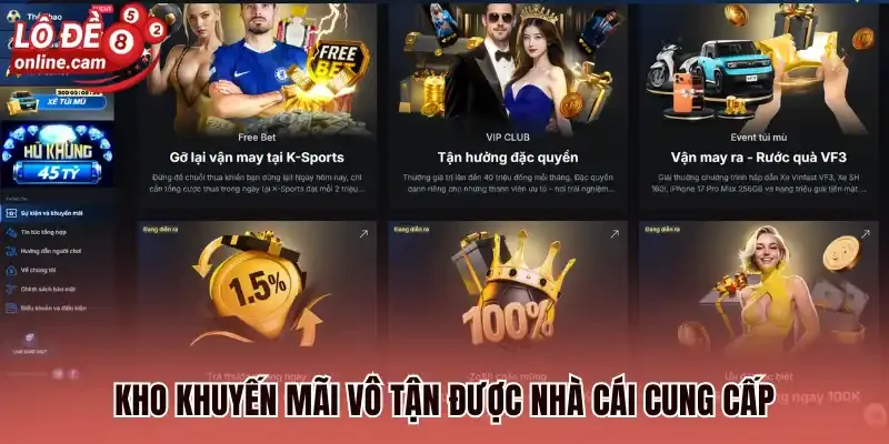 Kho khuyến mãi vô tận được nhà cái cung cấp