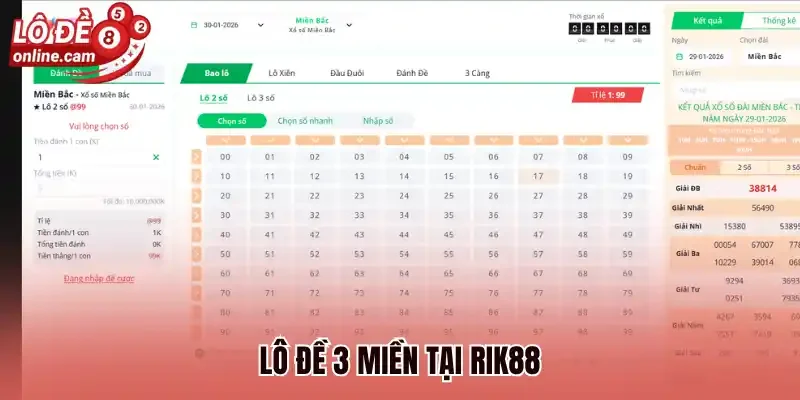 Lô đề 3 miền tại Rik88