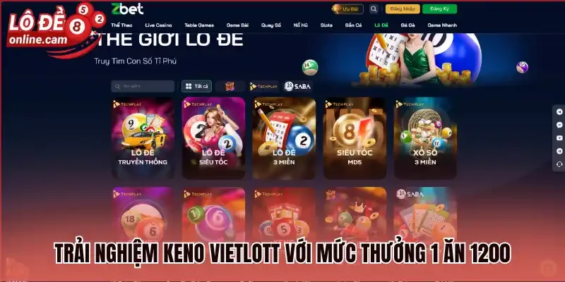 Trải nghiệm Keno Vietlott với mức thưởng 1 ăn 1200